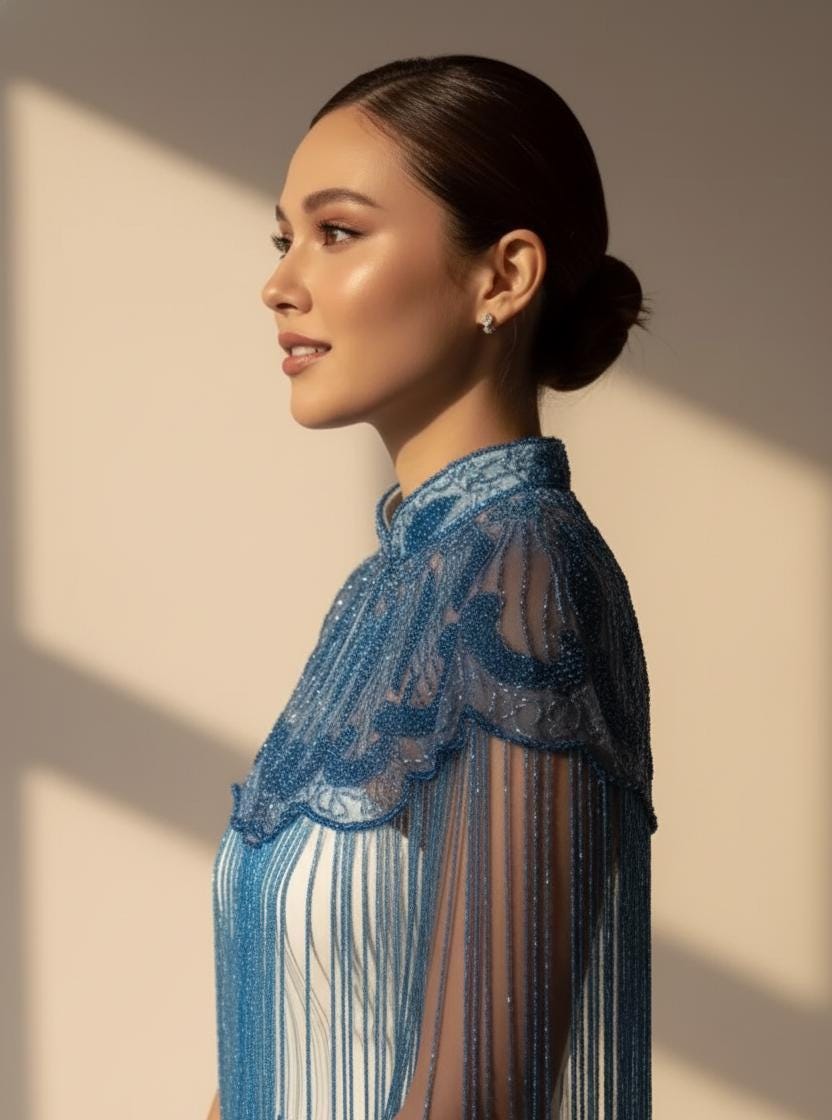 Luxury Beaded Blue Flecolet