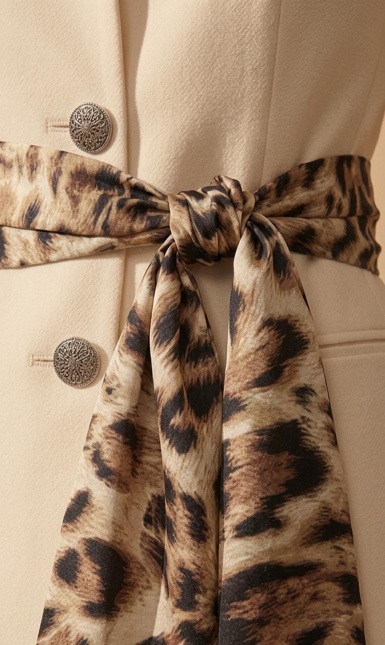 Animal print Silk Fringe Belt