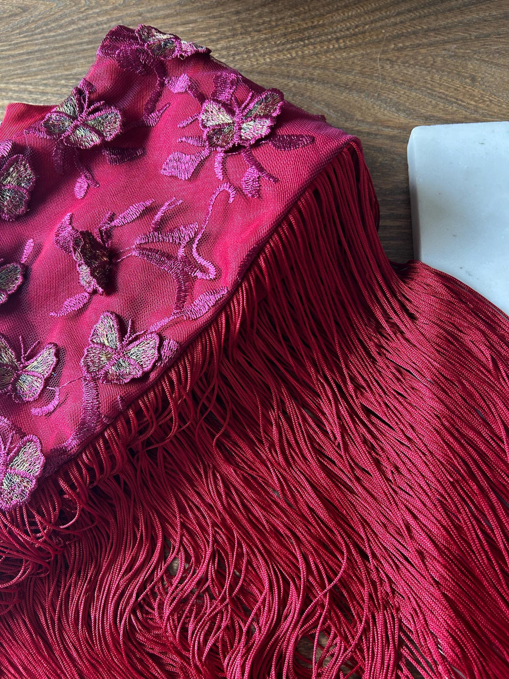 Luxury Red Fringe Flecolet Cape