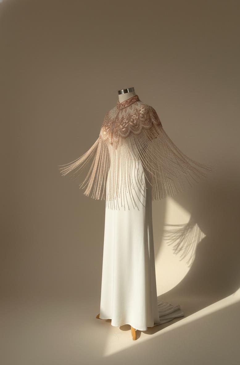 Beaded Blush Flecolet Cape