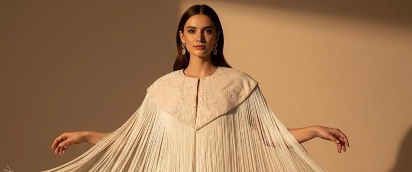 Linen & Embroidery Fringe Flecolet Cape