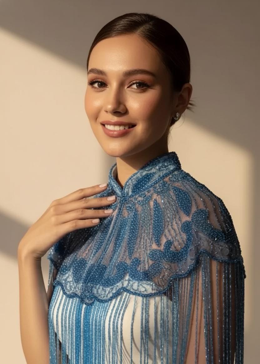 Luxury Beaded Blue Flecolet