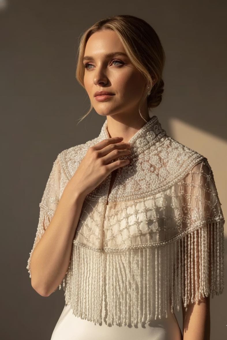Luxury Pearl Flecolet Cape