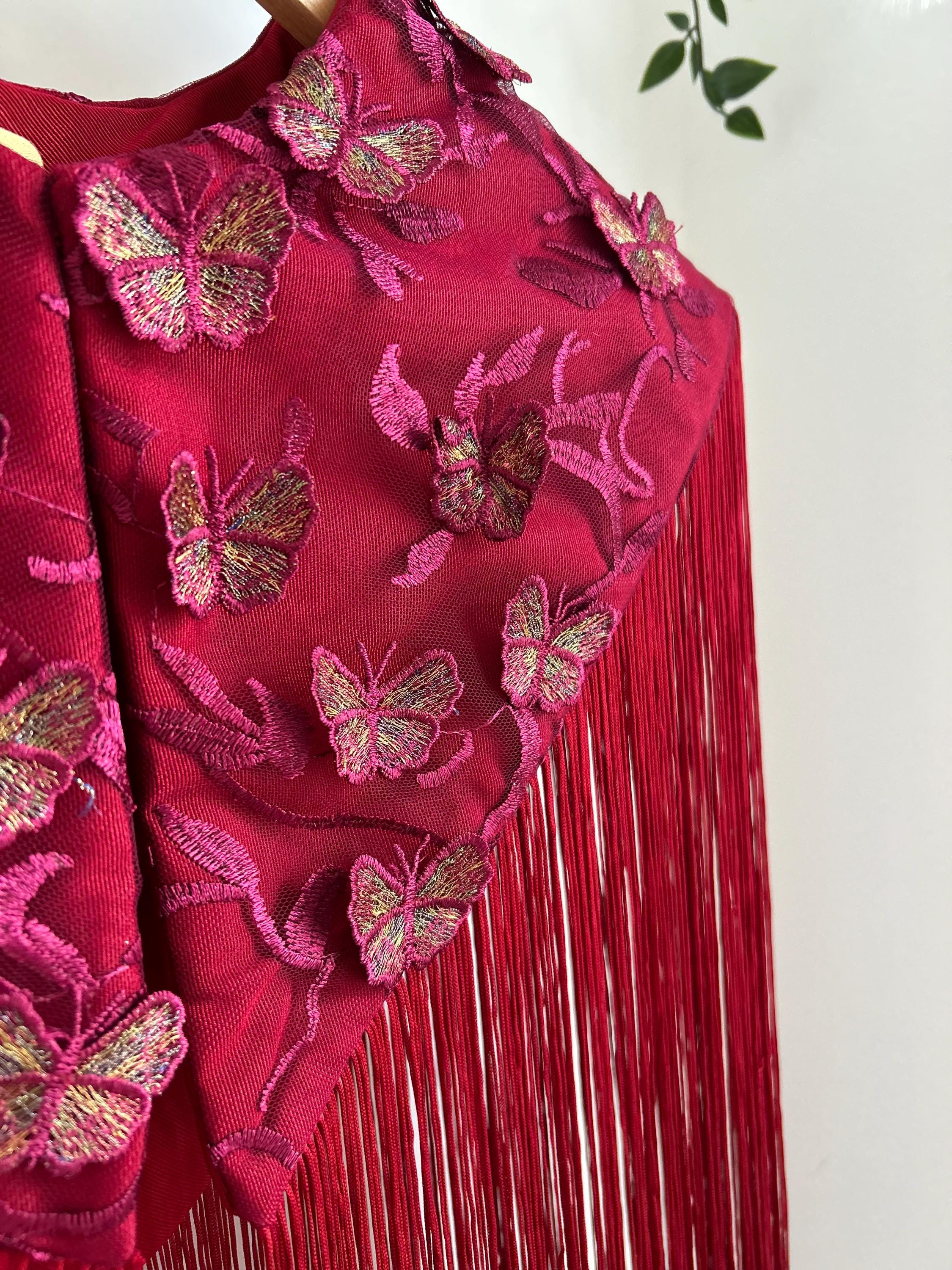 Luxury Red Fringe Flecolet Cape