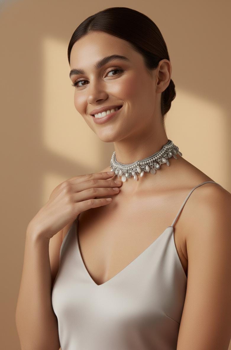 Rhinestone Wave Choker
