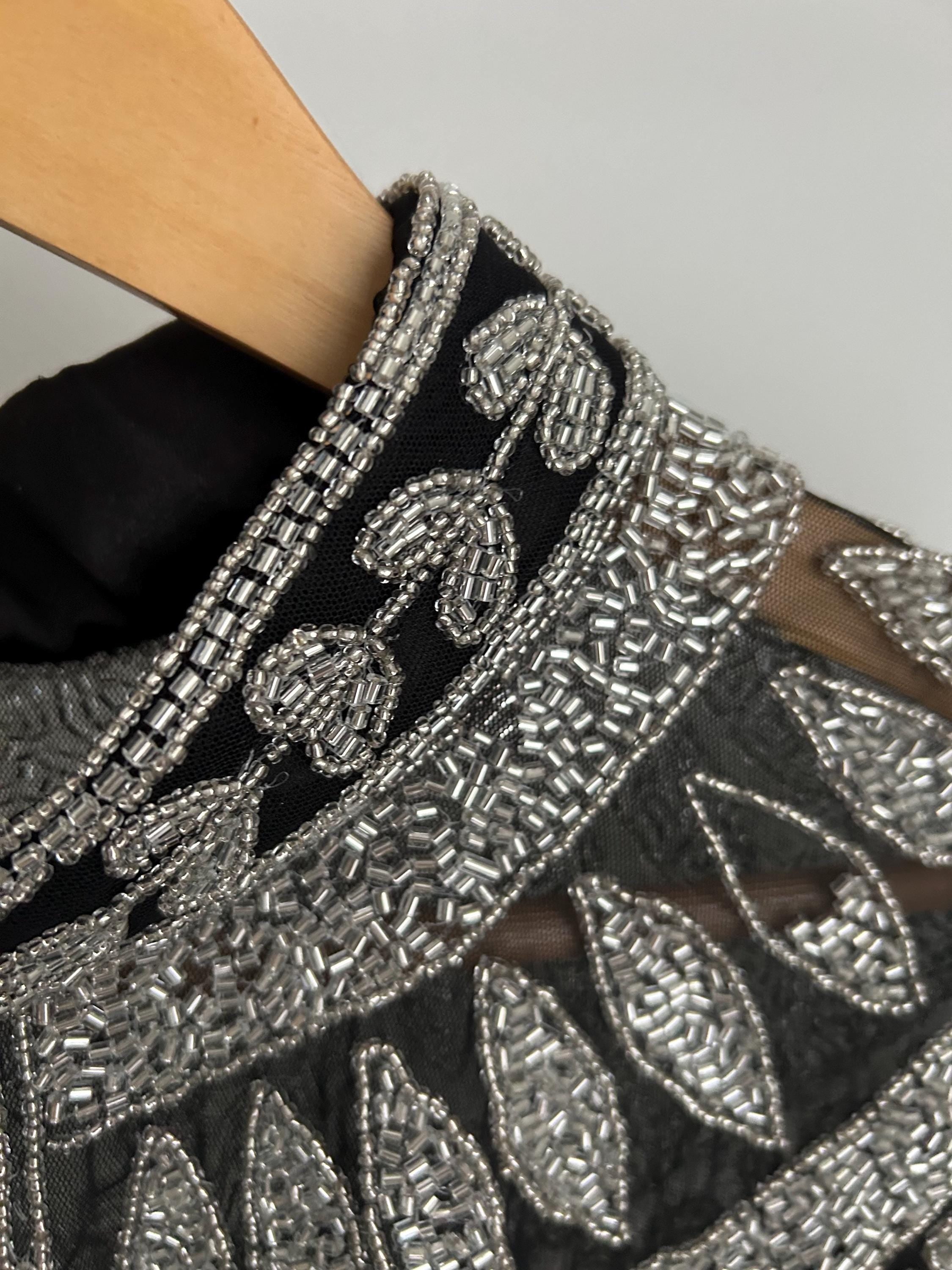 Beaded Black & Silver Flecolet Cape