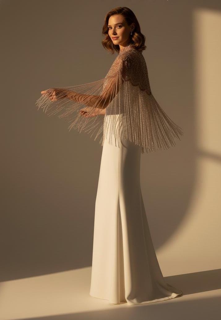 Beaded Blush Flecolet Cape