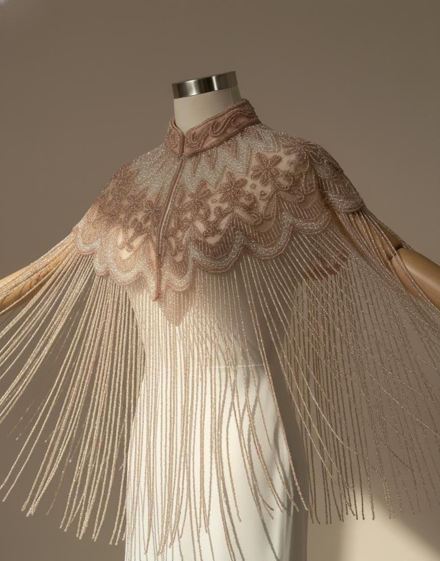Beaded Blush Flecolet Cape