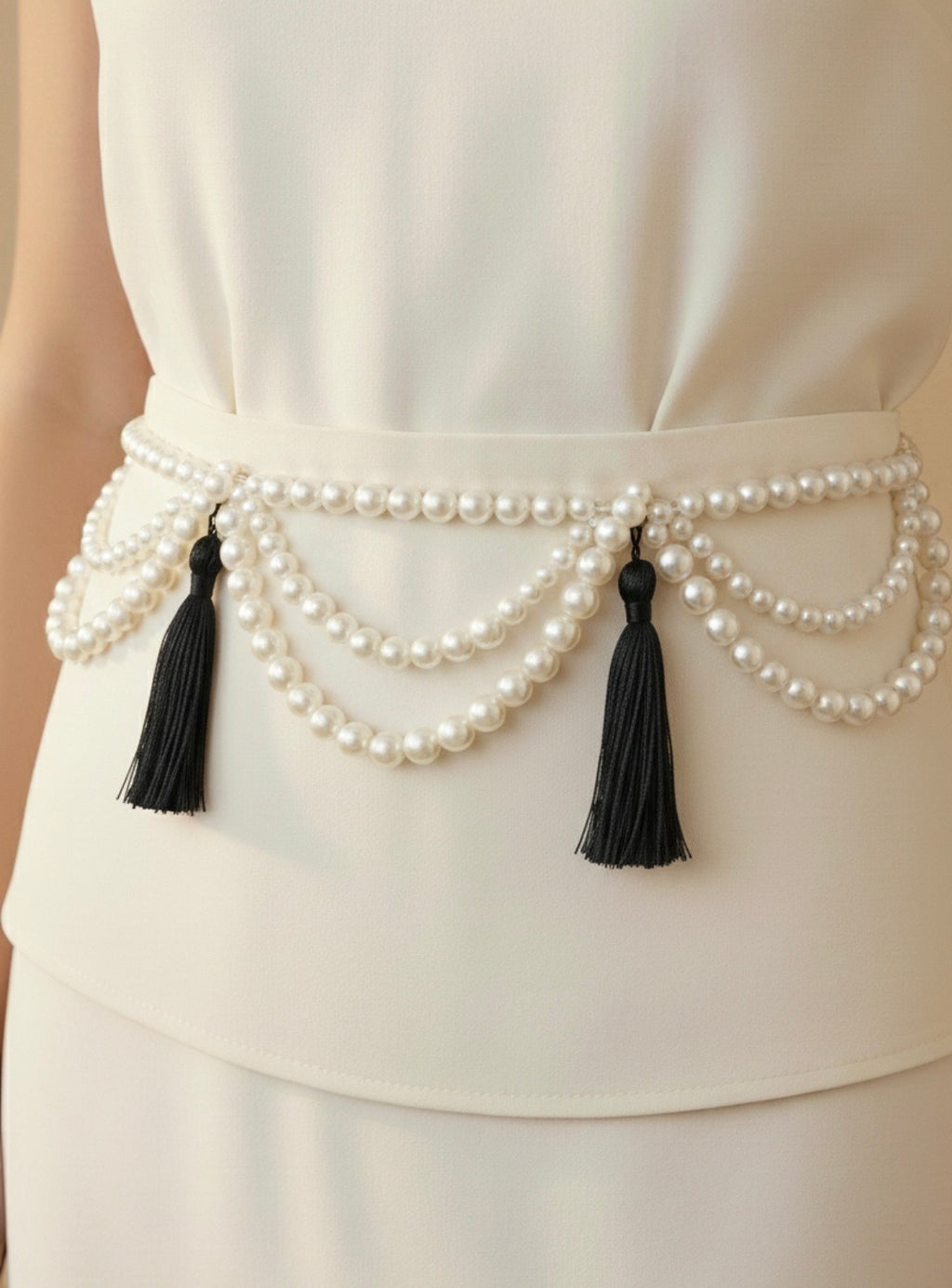 Fringe & Faux Pearl Belt