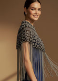 Beaded Black & Silver Flecolet Cape