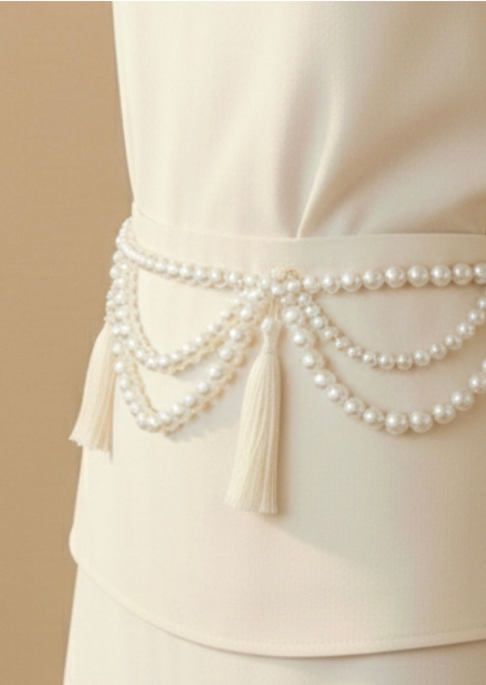 Fringe & Faux Pearl Belt