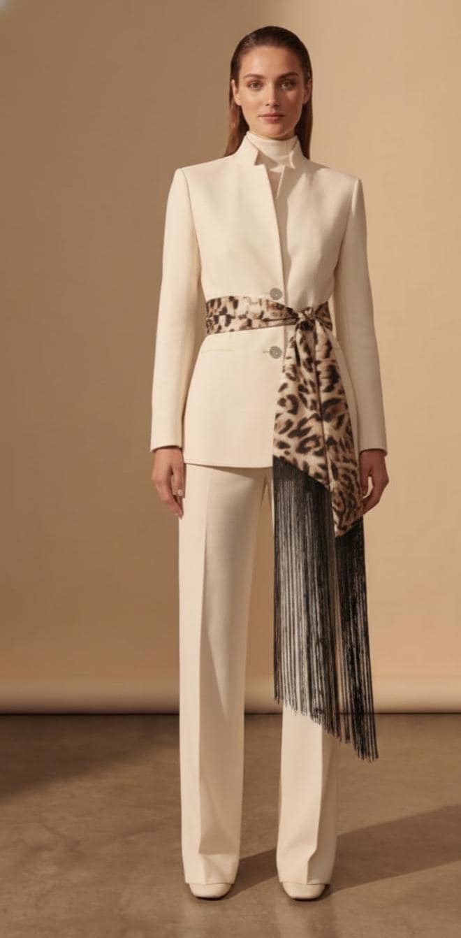 Animal print Silk Fringe Belt