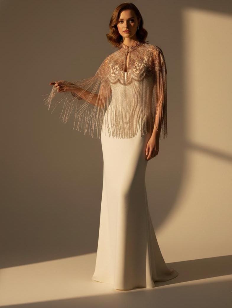 Beaded Blush Flecolet Cape