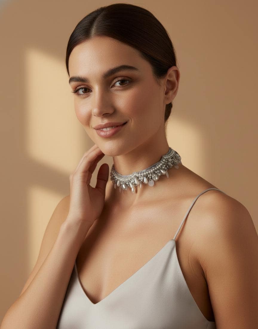Rhinestone Wave Choker