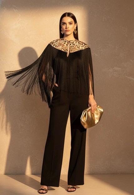 Animal Print Silk Flecolet Cape