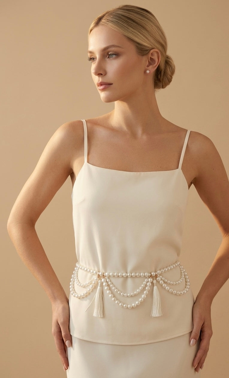 Fringe & Faux Pearl Belt