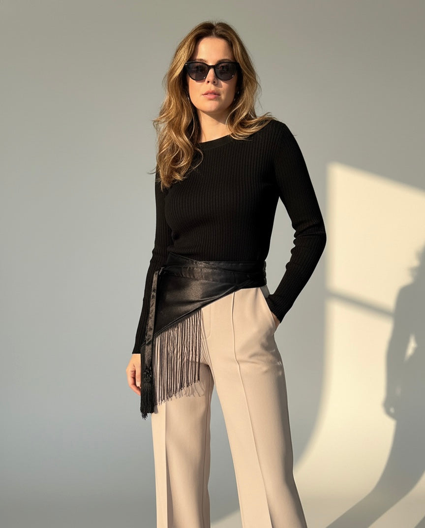 Transforme Belt Fringe Black