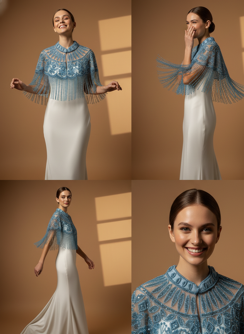 Luxury Beaded Blue Flecolet