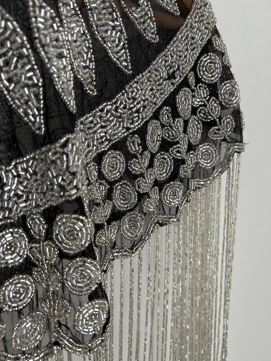 Beaded Black & Silver Flecolet Cape