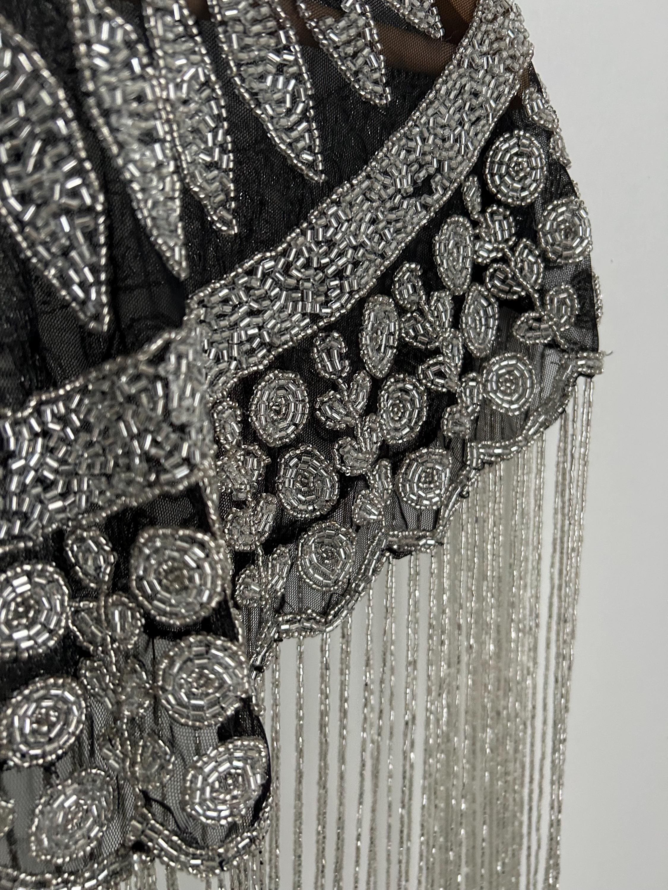 Beaded Black & Silver Flecolet Cape