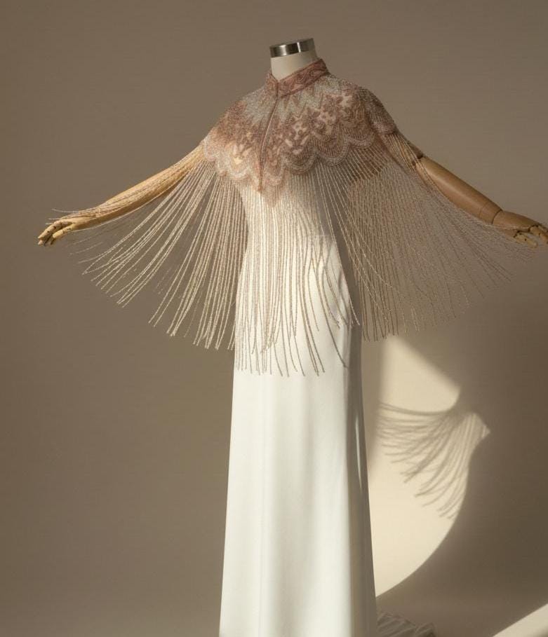 Beaded Blush Flecolet Cape