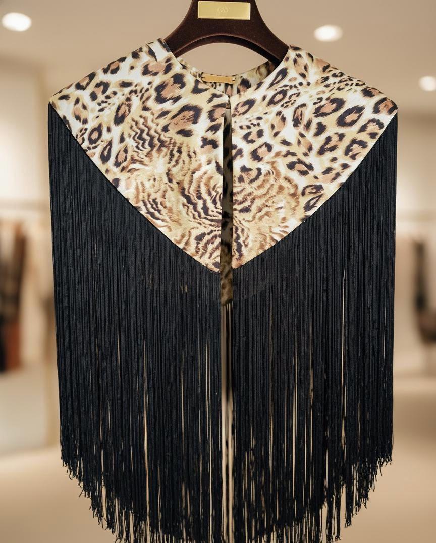 Animal Print Silk Flecolet Cape