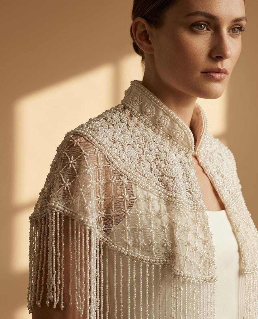 Luxury Pearl Flecolet Cape