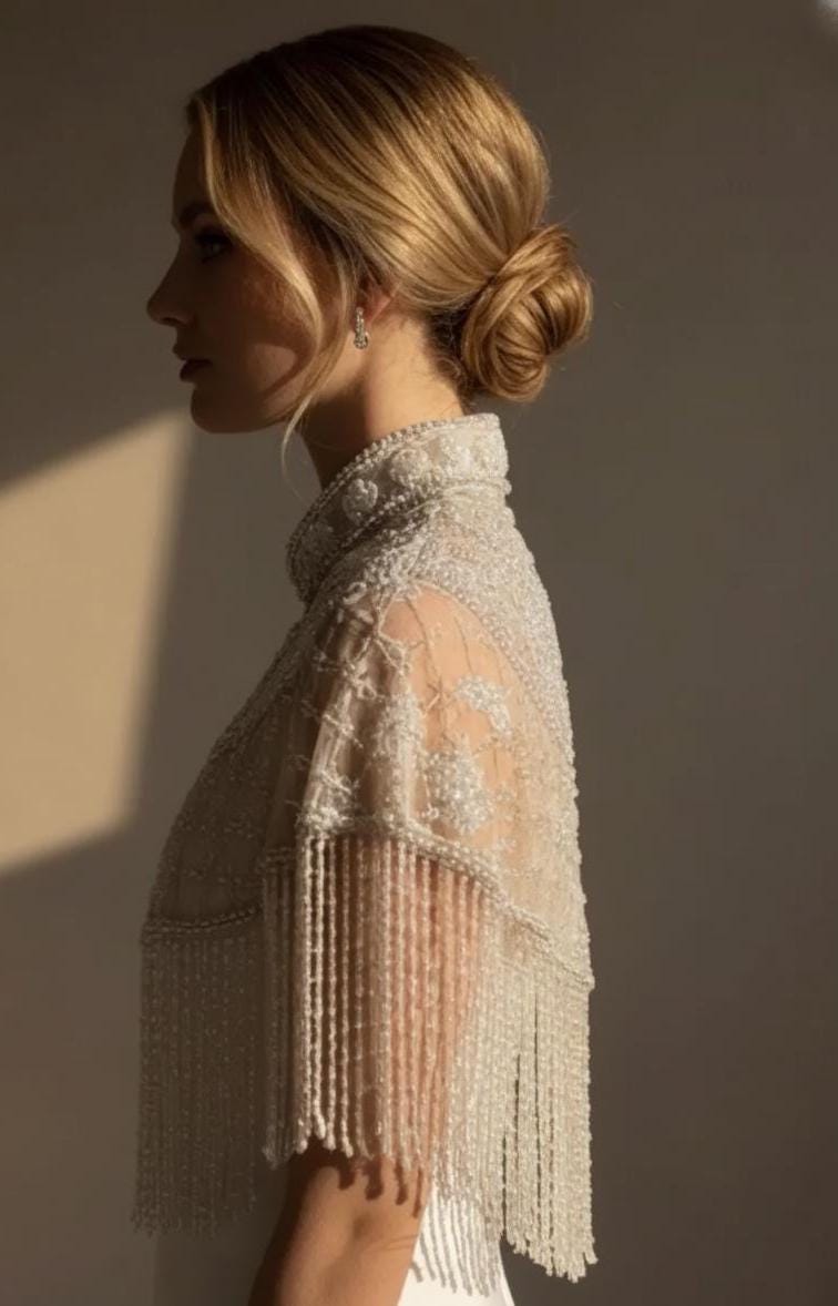 Luxury Pearl Flecolet Cape