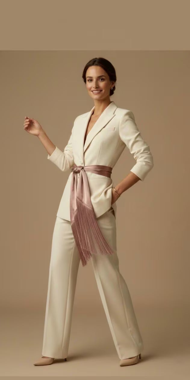 Mauve Late Silk Fringe Belt