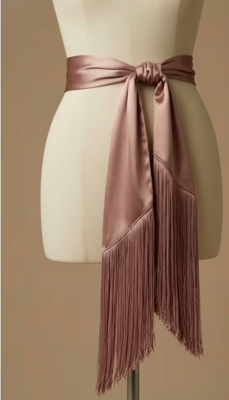 Mauve Late Silk Fringe Belt