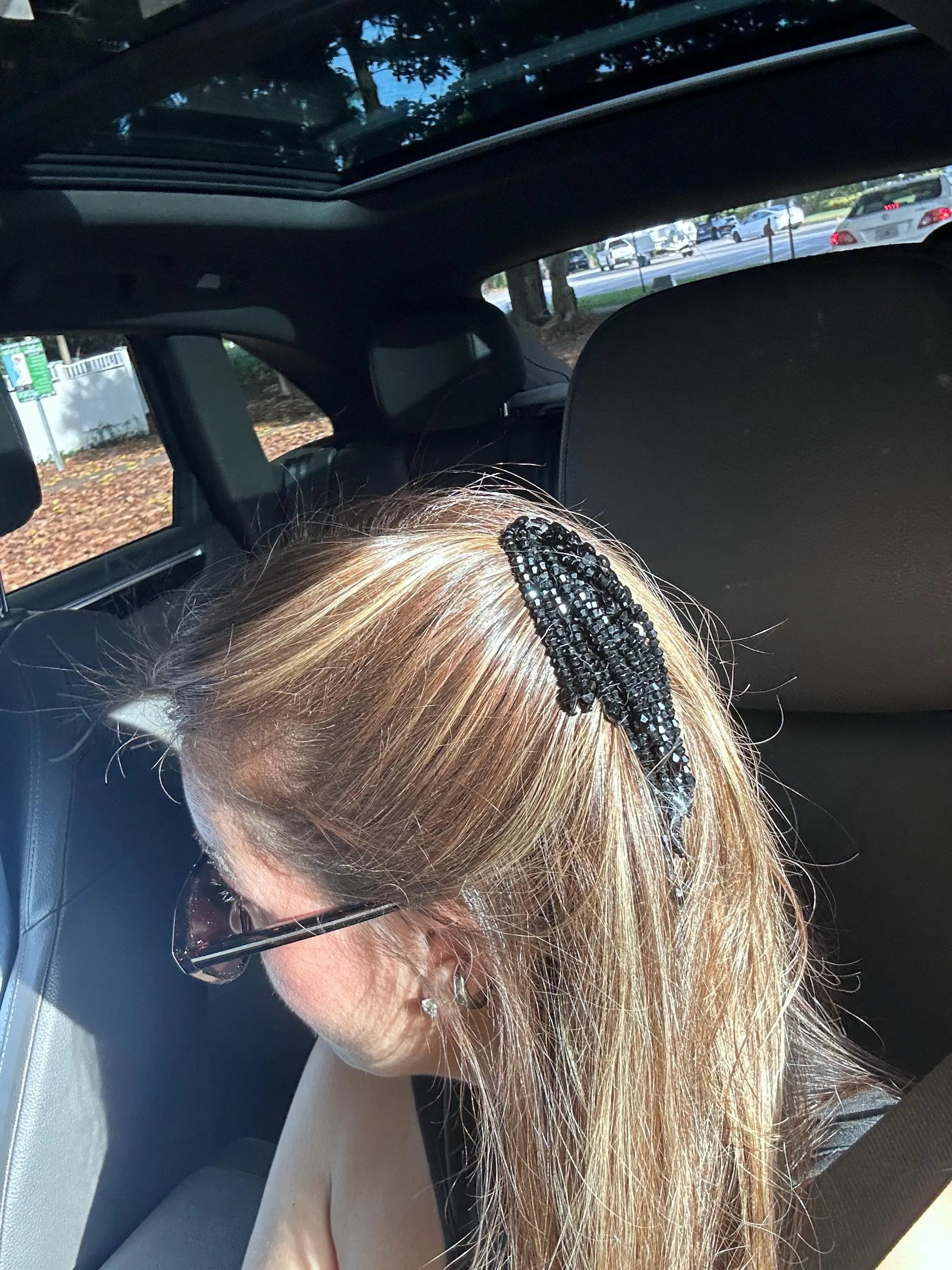 Black Bead Fringe French Comb