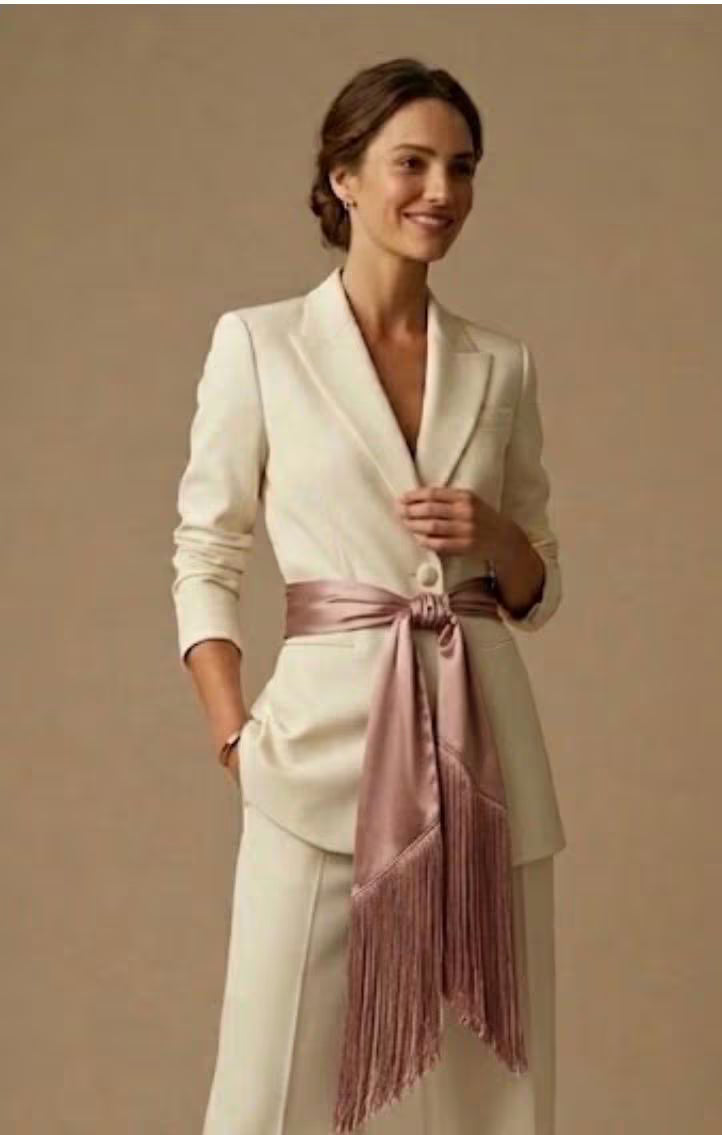 Mauve Late Silk Fringe Belt